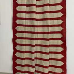 Hand-Woven Red & Beige Curtains Burlap + Cotton - thumbnail 4