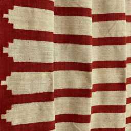 Hand-Woven Red & Beige Curtains Burlap + Cotton - thumbnail 3