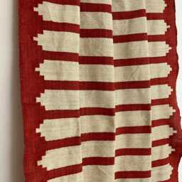 Hand-Woven Red & Beige Curtains Burlap + Cotton - thumbnail 2