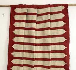 Hand-Woven Red & Beige Curtains Burlap + Cotton