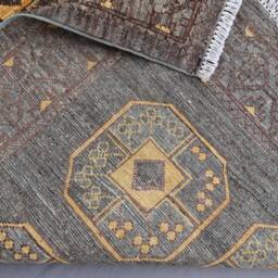 4x5 Gray Turkmen Ersari Rug, Afghan Natural Veg Dyes Hand Knotted Wool Tribal Oriental Area Bedroom Rugs For Living Room Carpet - thumbnail 4