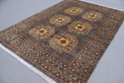 4x5 Gray Turkmen Ersari Rug, Afghan Natural Veg Dyes Hand Knotted Wool Tribal Oriental Area Bedroom Rugs For Living Room Carpet - thumbnail 1