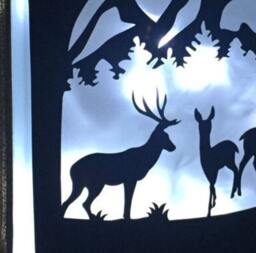 Rustic Deer & Stag Nightlight, Mountain Scene Glass Light Block Suitable For Christmas Or Housewarming Gift - thumbnail 2
