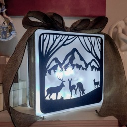 Rustic Deer & Stag Nightlight, Mountain Scene Glass Light Block Suitable For Christmas Or Housewarming Gift - thumbnail 4