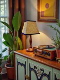 Traditional Handmade Animal Print Lampshade Ochre Gold Fabric, Tapered Square, Made in The UK - Animal Fabric Lamp Shades - thumbnail 1
