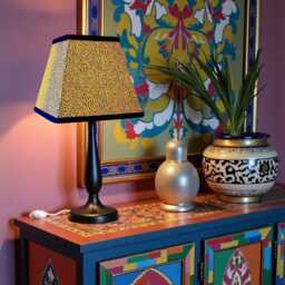 Traditional Handmade Animal Print Lampshade Ochre Gold Fabric, Tapered Square, Made in The UK - Animal Fabric Lamp Shades - thumbnail 2
