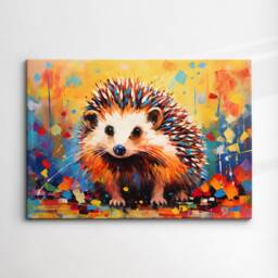 Hedgehog Animal Abstract Oil Painting Colourful Paint Splatter Style Wall Art Framed Canvas Poster Print, Home/Office Room Decor Gifts - thumbnail 3