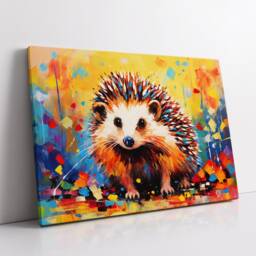 Hedgehog Animal Abstract Oil Painting Colourful Paint Splatter Style Wall Art Framed Canvas Poster Print, Home/Office Room Decor Gifts - thumbnail 2