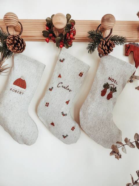 Personalized Christmas Santa Stocking/Custom Name Stocking /Christmas Embroidered Stocking/Fringe Family Christmas - image 1