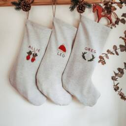 Personalized Christmas Santa Stocking/Custom Name Stocking /Christmas Embroidered Stocking/Fringe Family Christmas - thumbnail 3