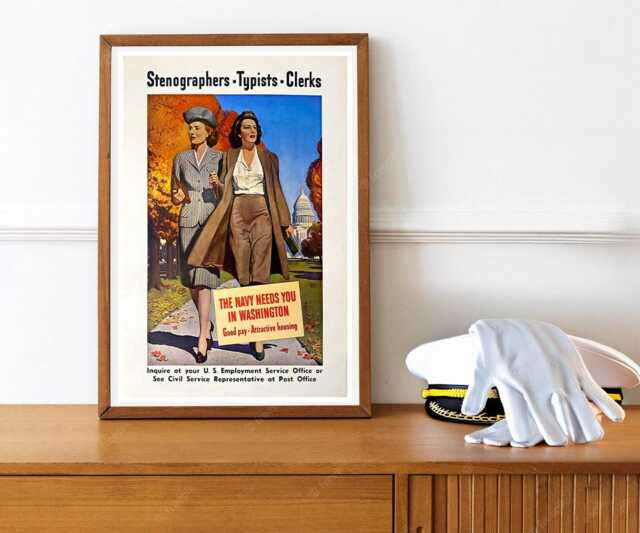 Reprint Of A Vintage Wwii Female Us Navy Recruitment Poster - image 1