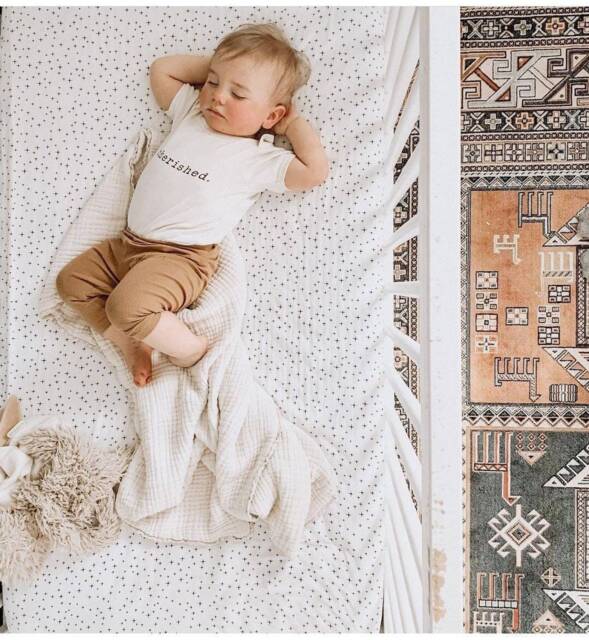 Monochrome Cross Print Crib Sheet - Black & White Baby Bedding - image 1