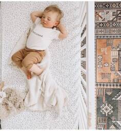 Monochrome Cross Print Crib Sheet - Black & White Baby Bedding