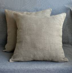 Set Of 2 Natural Linen Pillow Cases For Bed, Sofa Or Outdoor, Throw Covers 20x20 18x18 - thumbnail 1