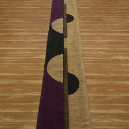 Hand Block Printed Cotton Hallway Runner Rug - Burgundy Black Boho - thumbnail 2