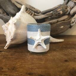 Jute Wrapped Votive With Knobby Starfish Beach Wedding Favor - thumbnail 3