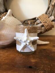 Jute Wrapped Votive With Knobby Starfish Beach Wedding Favor - thumbnail 1