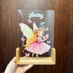 Personalized Fairy Night Light, Custom Acrylic Led Lamp, Kids Room Decor - thumbnail 2