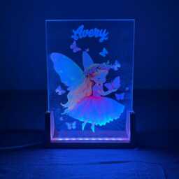 Personalized Fairy Night Light, Custom Acrylic Led Lamp, Kids Room Decor - thumbnail 4