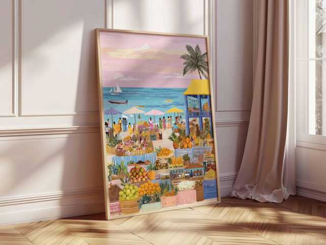 Jamaica Travel Poster Caribbean Beach Print, Reggae Wall Art - image 1