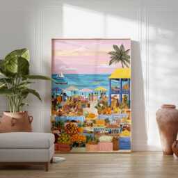 Jamaica Travel Poster Caribbean Beach Print, Reggae Wall Art - thumbnail 3