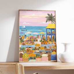 Jamaica Travel Poster Caribbean Beach Print, Reggae Wall Art - thumbnail 2