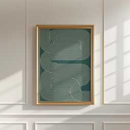 Teal Maze Poster - Minimal Geometric Wall Art Abstract Line Print - thumbnail 3