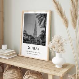 Dubai Travel Poster Black & White Cityscape Art Print - thumbnail 3