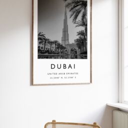 Dubai Travel Poster Black & White Cityscape Art Print - thumbnail 2