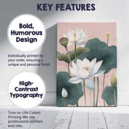 Soft Blush White Lotus Bloom Botanical Nature Art Canvas Wall Print Decor Picture Ready To Hang - thumbnail 2