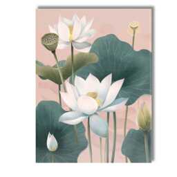 Soft Blush White Lotus Bloom Botanical Nature Art Canvas Wall Print Decor Picture Ready To Hang - thumbnail 1