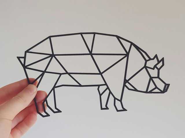Geometric Pig - Wall Art Hanging Decoration Home Decor Black Printinghive - image 1