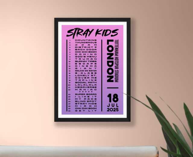 Stray Kids 2025 UK Setlist Poster Print - Tottenham Stadium Gigs Concert Tour Live Gift - image 1