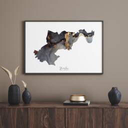 Hounslow Map Black & Gold Wall Art Print - West London England United Kingdom Great Britain - thumbnail 3