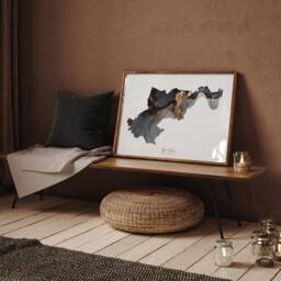 Hounslow Map Black & Gold Wall Art Print - West London England United Kingdom Great Britain - thumbnail 2