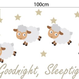 Wall Decal Nursery Goodnight Sleep Tight Counting Sheep Baby Room Sticker Neutral - thumbnail 2
