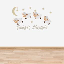 Wall Decal Nursery Goodnight Sleep Tight Counting Sheep Baby Room Sticker Neutral - thumbnail 1