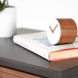Modern Nightstand With One Drawer in Solid Walnut & Gray Stone Valcromat - thumbnail 4