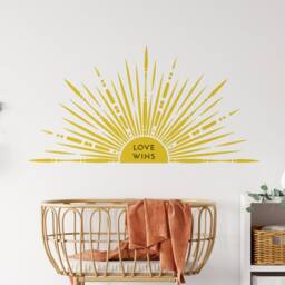 Sun Nursery Wall Stencil Boho Style Decor, Includes Love Wins Stencil - thumbnail 3
