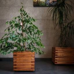 Modern Indoor Wooden Planter, Terrace Flowerpot in Minimal Design 3D, Pot For Outdoor Or Indoor, Industrial Style Flower - thumbnail 2