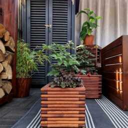 Modern Indoor Wooden Planter, Terrace Flowerpot in Minimal Design 3D, Pot For Outdoor Or Indoor, Industrial Style Flower - thumbnail 3