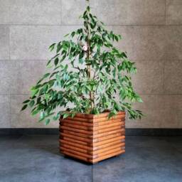 Modern Indoor Wooden Planter, Terrace Flowerpot in Minimal Design 3D, Pot For Outdoor Or Indoor, Industrial Style Flower - thumbnail 1