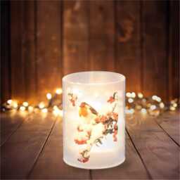 Winter Led Tube Light - Battery Robin Table Lamp 10cm Tall - thumbnail 1