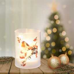 Winter Led Tube Light - Battery Robin Table Lamp 10cm Tall - thumbnail 2