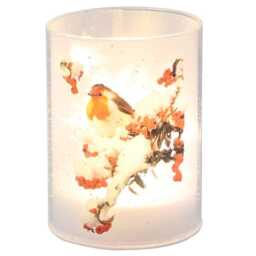 Winter Led Tube Light - Battery Robin Table Lamp 10cm Tall - thumbnail 3