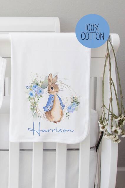 Peter Rabbit , Baby Blanket New Born Gift, Present, Shower New Mum Personalised - image 1