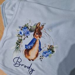 Peter Rabbit , Baby Blanket New Born Gift, Present, Shower New Mum Personalised - thumbnail 3