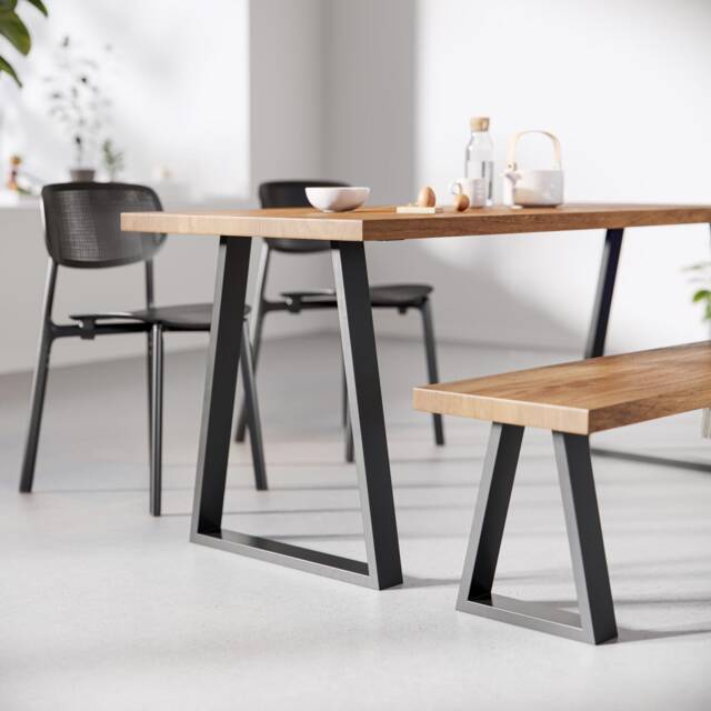 Industrial Table Legs - Trapezium Design Box Section Steel, Various Sizes & Finshes - Pair - image 1