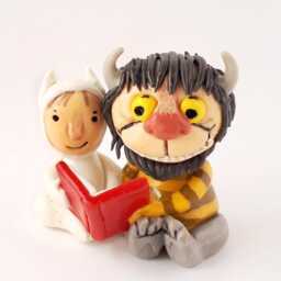 Where The Wild Things Are Clay Figures Bookshelf Decor, Fairy Tale Miniature Scene Bookish Gifts, Mini Book Nook Shelf Decor Objects - thumbnail 2
