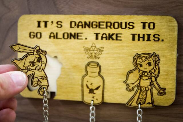 Legend Of Zelda Inspired Modern - Wooden Keyring & Wall Mount Laser-Cut Rack Gaming Home Decor Geeky Gamer Gift - image 1